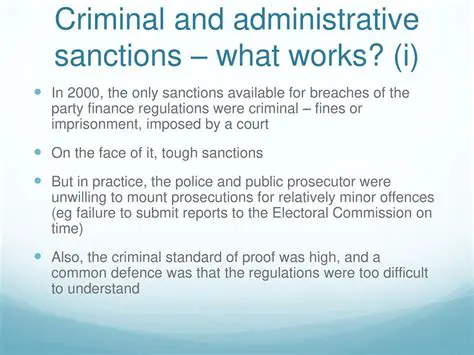 Administrative sanctions should be enforced