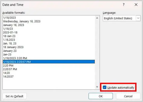Automatically Updating Date in Calendar