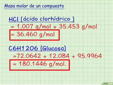 Calculo de la masa molar de los compuestos