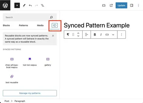 Create a synced pattern containing an image block