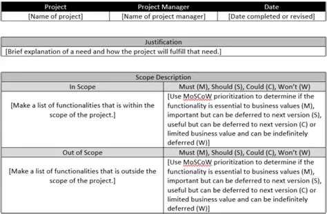 Defining the project scope