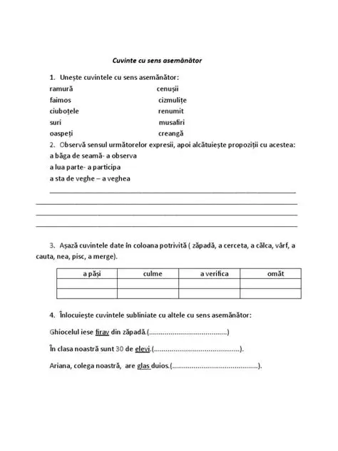 Exemple de Cuvinte cu Sens Asanator