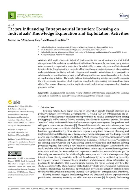 Factors Influencing Entrepreneurial Intention
