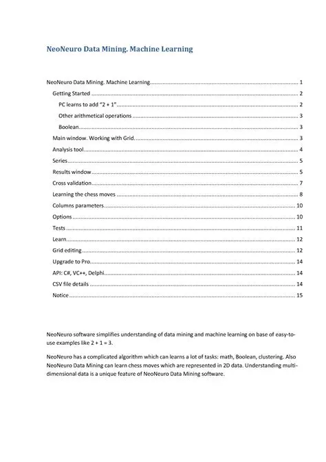 Features of NeoNeuro Data Mining