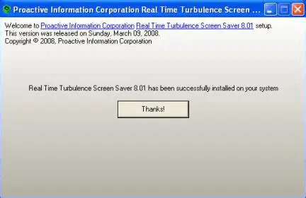 Features of the Proactive Information Corporation Interactive Real Time Turbulence Screen Saver