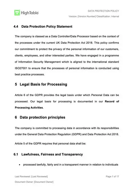 Implement a Data Protection Policy