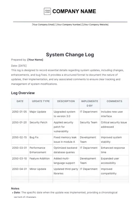 Implementing a Change Log System