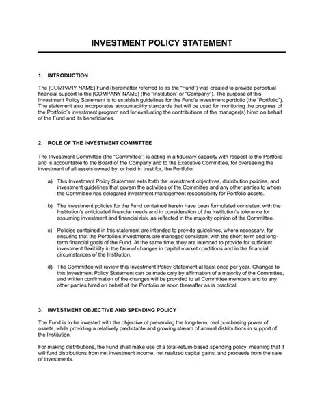 Investment Policy Determination