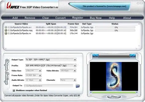 Key Features of Apex Free 3GP Video Converter