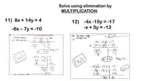 Multiplying the equations by the wrong multiples