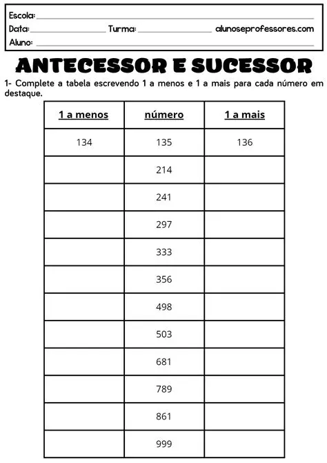 Perguntas e Respostas sobre Antecessor e Sucessor