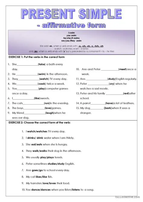 Present Simple Affirmative Forms