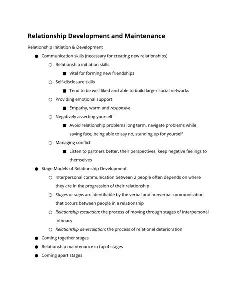 Relationship Development and Maintenance