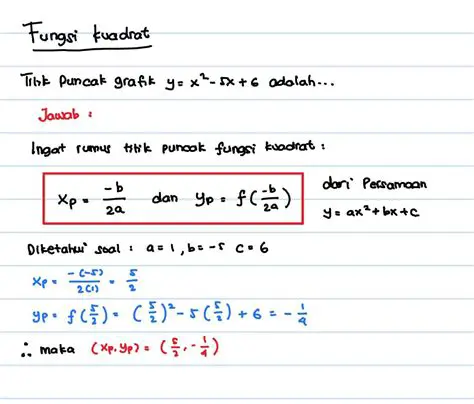 Rumus Titik Puncak Fungsi Kuadrat