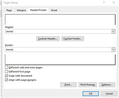 Setting headers and footers