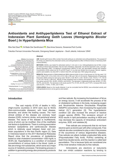 Systematic Review of Antihyperlipidemia Ethanol Extract of Indonesian Plants in Rats and Mice