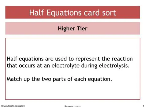 Using Half Equations to Answer Questions
